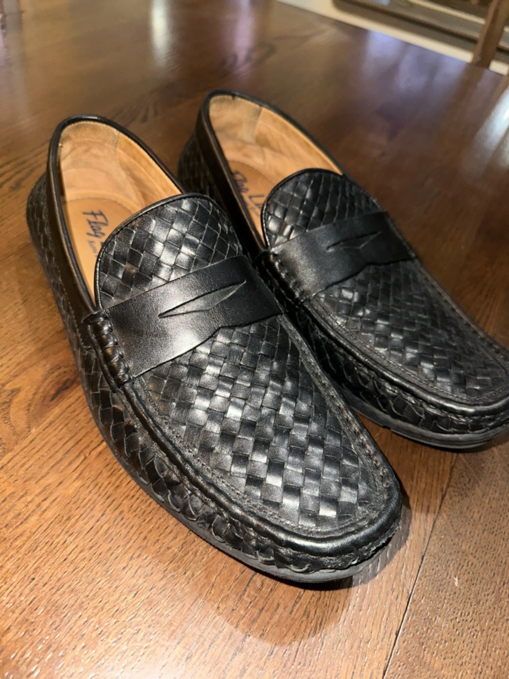 Flag Ltd. Nappa Glove Men’s Black Woven Leather Loafers size 11 - Picture 2 of 5